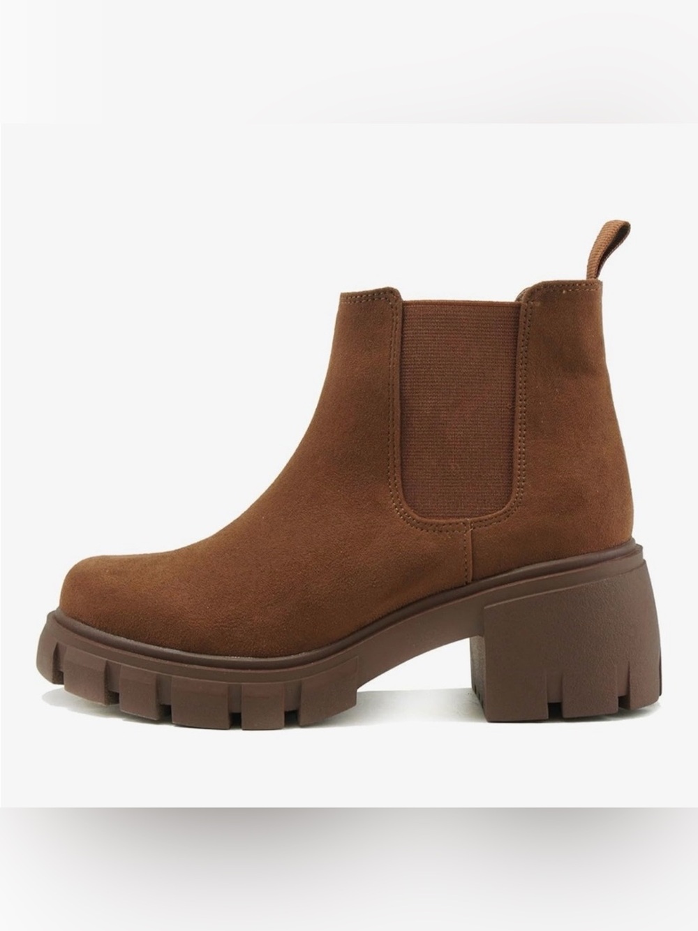 Soda Brown Suede Chelsea Lug Ankle Boot